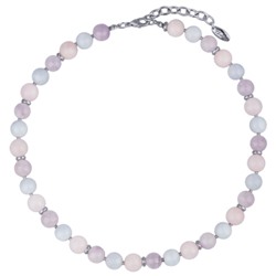 Колье Терра (морганит микс 10мм; покрытие родий), Есть комплект