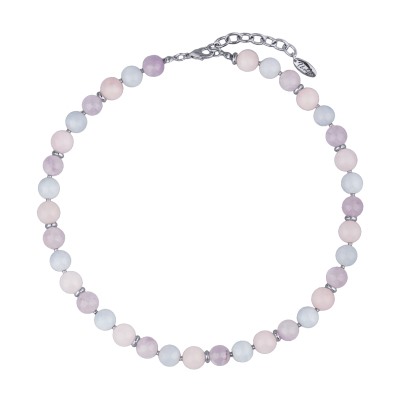 Колье Терра (морганит микс 10мм; покрытие родий), Есть комплект