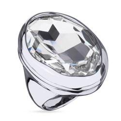 Кольцо Грация (кристаллы SW 30х22 белые; покрытие родий), Есть комплект