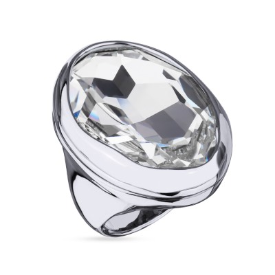 Кольцо Грация (кристаллы SW 30х22 белые; покрытие родий), Есть комплект