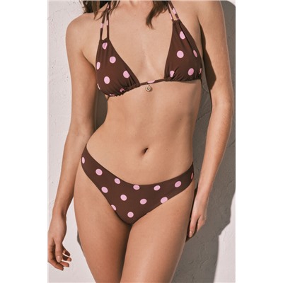 Braga bikini clásica estampado lunares marrón