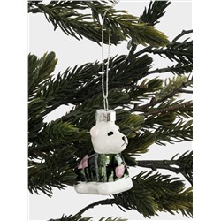 Игрушка елочная, 4 см, стекло, зеленая, Собака, New year