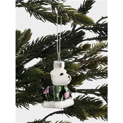 Игрушка елочная, 4 см, стекло, зеленая, Собака, New year