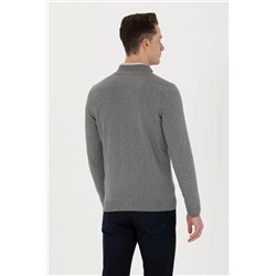 Erkek Gri Melanj Basic Triko Hırka