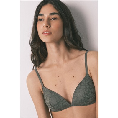 Sujetador triangular CHARMING relleno encaje kaki