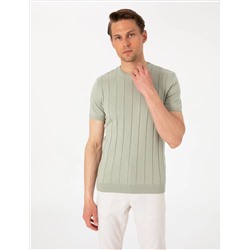Çağla Slim Fit %100 Pamuk Bisiklet Yaka Triko Tişört