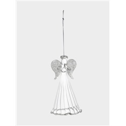 Игрушка елочная, 11 см, стекло, серебристая, Ангел, Event