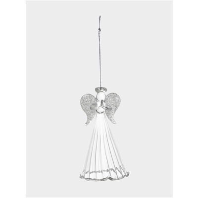 Игрушка елочная, 11 см, стекло, серебристая, Ангел, Event