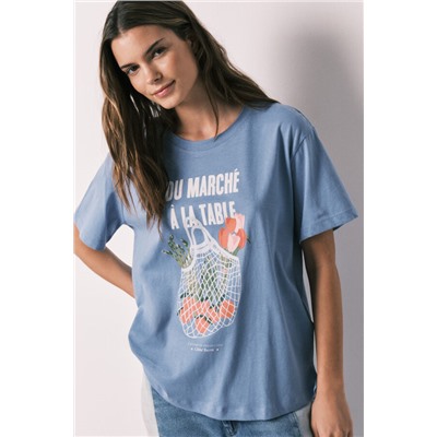 Camiseta manga corta 100% algodón azul