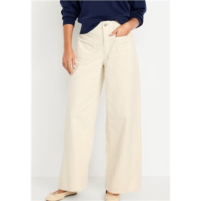 High-Waisted Baggy Wide-Leg Studded Jeans