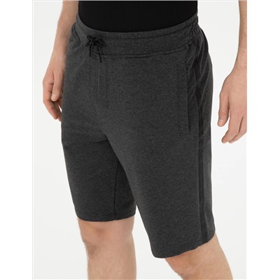 Antrasit Melanj Slim Fit Örme Şort