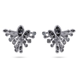 Серьги Эйва (кристаллы SW темно-серые; покрытие родий), Есть комплект