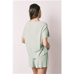 Pijama corto textura waffle verde