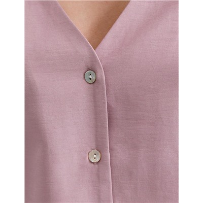 Укороченная блузка с V вырезом из плотного лиоцелла