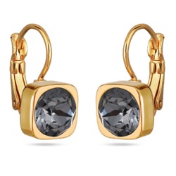 Серьги Теннис (кристаллы SW темно-серые 8мм; покрытие золото), Есть комплект