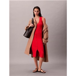 Cotton Rib V-Neck Dress