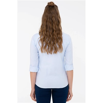Kadın Açık Mavi Uzun Kollu Basic Gömlek