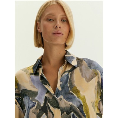 Рубашка с абстрактным принтом из 100% вискозы, B3245/prometeus