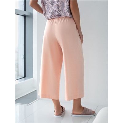 Укороченные широкие брюки кюлоты на резинке из 100% хлопка