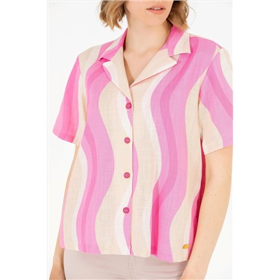 Kadın Pembe Kısa Kollu Gömlek