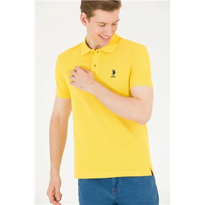 Erkek Koyu Sarı Basic Polo Yaka Tişört