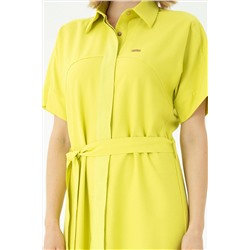 Kadın Neon Sarı Dokuma Elbise