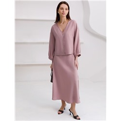 Юбка миди с разрезом скроенная по косой из плотного лиоцелла