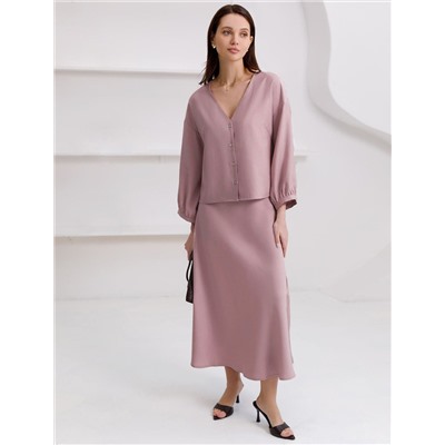 Юбка миди с разрезом скроенная по косой из плотного лиоцелла