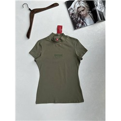 Женская приталенная футболка с воротником-стойкой ГЕС*С