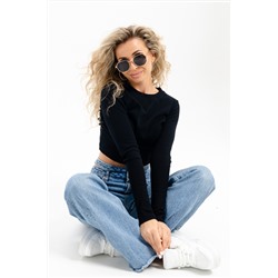 14411 футболка с дл.рукавом укороченная женская