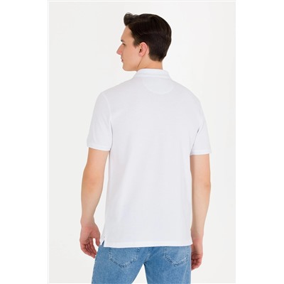 Erkek Beyaz Basic Polo Yaka Tişört