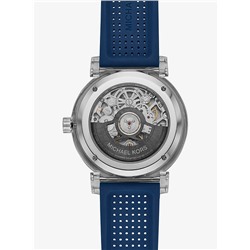 Oversized Greer Silver-Tone and Perforated Silicone Watch