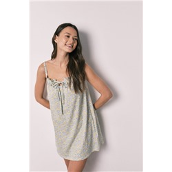 Camisón corto algodón florecitas amarillo