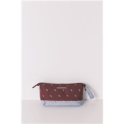 Neceser pequeño granate estampado pájaros