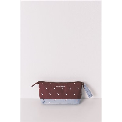 Neceser pequeño granate estampado pájaros