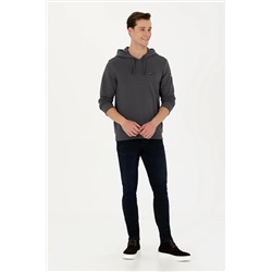 Erkek Antrasit Kapüşonlu Sweatshirt
