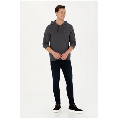 Erkek Antrasit Kapüşonlu Sweatshirt