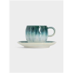 Чашка с блюдцем, 120 мл, голубая, Nuances
