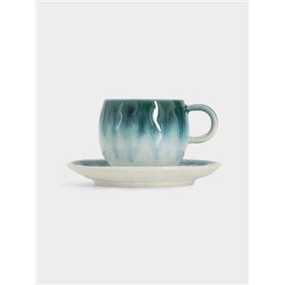 Чашка с блюдцем, 120 мл, голубая, Nuances