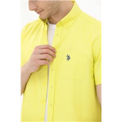 Erkek Neon Sarı Kısa Kollu Gömlek