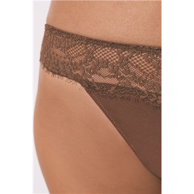 Tanga encaje cintura marrón