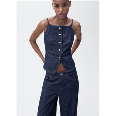 Jeans wideleg tiro medio