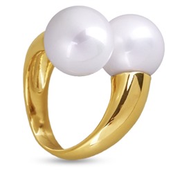 Кольцо Дуэт (Майорка 14мм белая; покрытие золото), Есть комплект