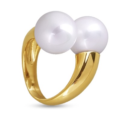 Кольцо Дуэт (Майорка 14мм белая; покрытие золото), Есть комплект