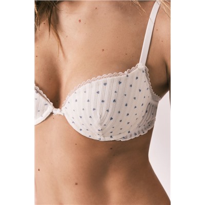 Sujetador clásico algodón blanco corazones BEAUTIFUL