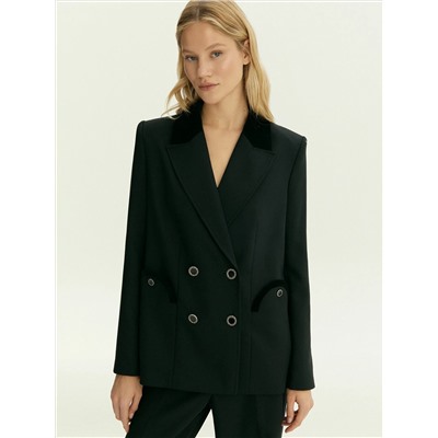 Двубортный жакет с бархатной отделкой, ML858/pioma