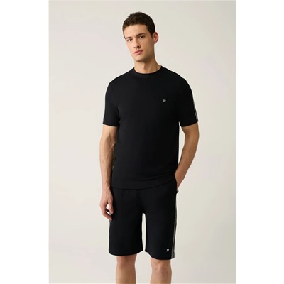 Avva, Erkek Siyah Soft Touch Bisiklet Yaka Baskılı T-shirt A41y1327