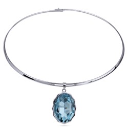 Колье Сияние (кристаллы SW аквамарин; покрытие родий) 42см, Есть комплект