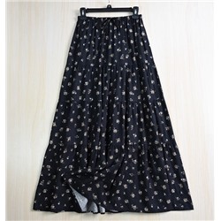 Ретро-юбка с художественным цветочным принтом  Ткань из смеси льна