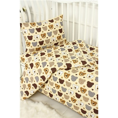 КПБ с простыней на резинке поплин арт. КПБП-ПР/мишка-топтышка